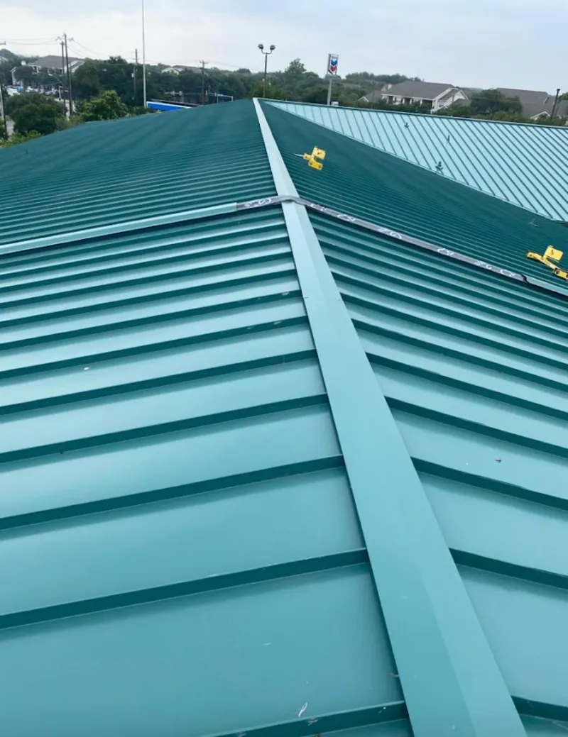 Green commercial metal roof ridge and valley for Metal Roof Repair in Robeson